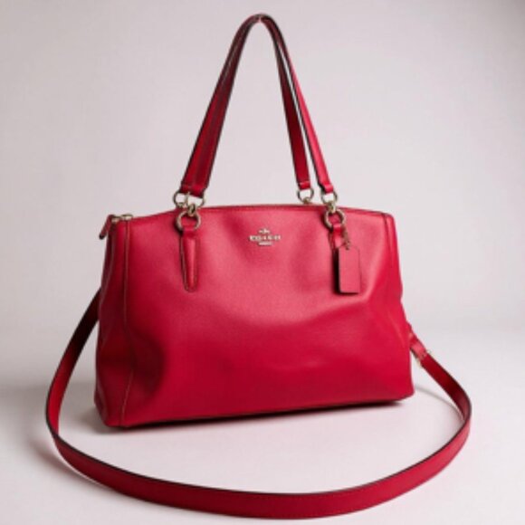 Coach Charlie Carryall 28 Double Handle Crossgrain Leather Bag – Hot Pink – F322 - Picture 1 of 8